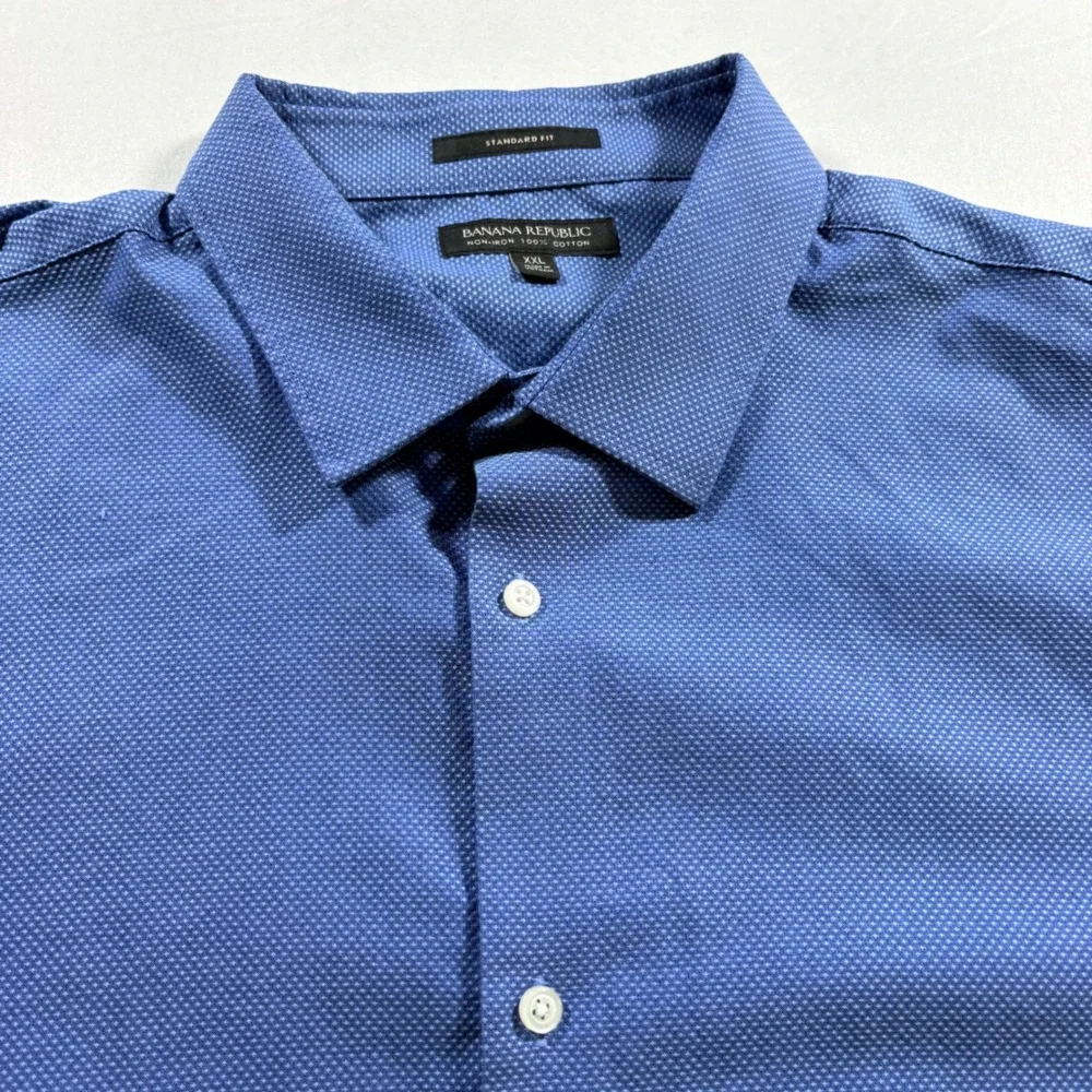 Banana Republic Button Down Shirt Mens XXL Blue Non-Iron Cotton Standard Fit